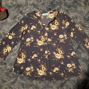 Filly Flair Navy with gold flowers